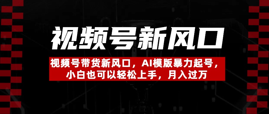视频号带货新风口，AI模版暴力起号，小白也可以轻松上手，月入过万即刻搞钱-网创项目资源站-副业项目-创业项目-搞钱项目即刻搞钱