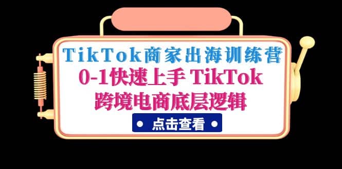 TikTok商家出海训练营：0-1快速上手 TikTok跨境电商底层逻辑(无水印)即刻搞钱-网创项目资源站-副业项目-创业项目-搞钱项目即刻搞钱