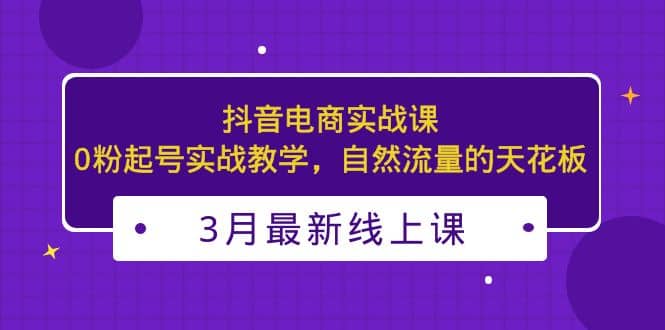 3月最新抖音电商实战课：0粉起号实战教学，自然流量的天花板即刻搞钱-网创项目资源站-副业项目-创业项目-搞钱项目即刻搞钱