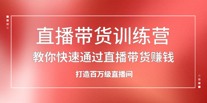 直播带货训练营，教你快速通过直播带货赚钱，打造百万级直播间即刻搞钱-网创项目资源站-副业项目-创业项目-搞钱项目即刻搞钱