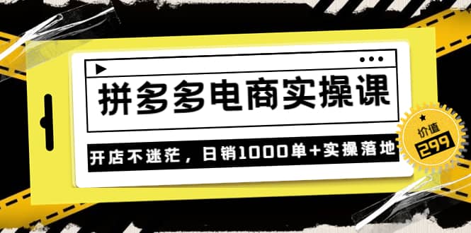 《拼多多电商实操课》开店不迷茫，日销1000单+实操落地（价值299元）即刻搞钱-网创项目资源站-副业项目-创业项目-搞钱项目即刻搞钱