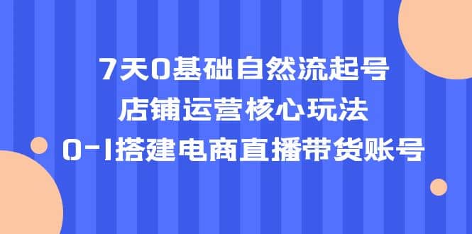 7天0基础自然流起号，店铺运营核心玩法，0-1搭建电商直播带货账号即刻搞钱-网创项目资源站-副业项目-创业项目-搞钱项目即刻搞钱