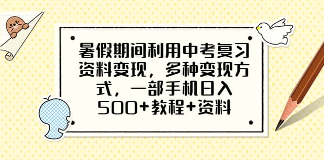 暑假期间利用中考复习资料变现，多种变现方式，一部手机日入500+教程+资料即刻搞钱-网创项目资源站-副业项目-创业项目-搞钱项目即刻搞钱