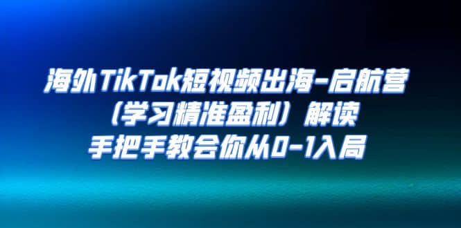 海外TikTok短视频出海-启航营（学习精准盈利）解读，手把手教会你从0-1入局即刻搞钱-网创项目资源站-副业项目-创业项目-搞钱项目即刻搞钱