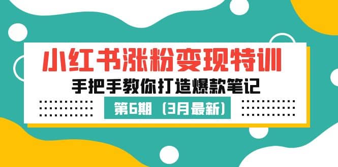 小红书涨粉变现特训·第6期，手把手教你打造爆款笔记（3月新课）即刻搞钱-网创项目资源站-副业项目-创业项目-搞钱项目即刻搞钱