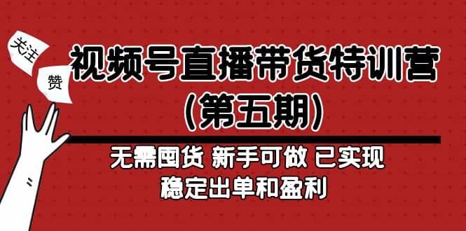 视频号直播带货特训营（第五期）无需囤货 新手可做 已实现稳定出单和盈利即刻搞钱-网创项目资源站-副业项目-创业项目-搞钱项目即刻搞钱