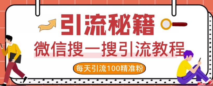 微信搜一搜引流教程，每天引流100精准粉即刻搞钱-网创项目资源站-副业项目-创业项目-搞钱项目即刻搞钱