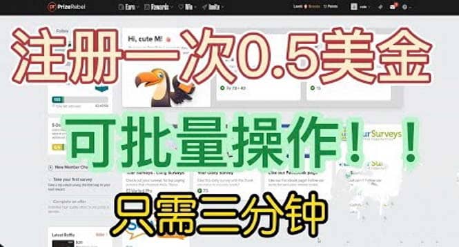 国外项目注册一次0.5美金 只需三分钟无脑操作 可批量放大 小白工作室福利即刻搞钱-网创项目资源站-副业项目-创业项目-搞钱项目即刻搞钱