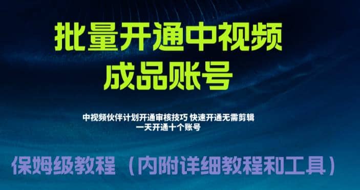 外面收费1980暴力开通中视频计划教程，附 快速通过中视频伙伴计划的办法即刻搞钱-网创项目资源站-副业项目-创业项目-搞钱项目即刻搞钱