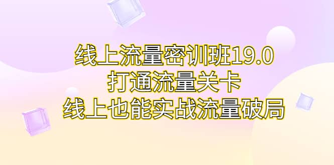线上流量密训班19.0，打通流量关卡，线上也能实战流量破局即刻搞钱-网创项目资源站-副业项目-创业项目-搞钱项目即刻搞钱