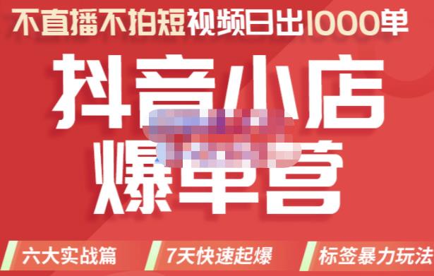 2022年抖音小店爆单营，不直播、不拍短视频、日出1000单，暴力玩法即刻搞钱-网创项目资源站-副业项目-创业项目-搞钱项目即刻搞钱
