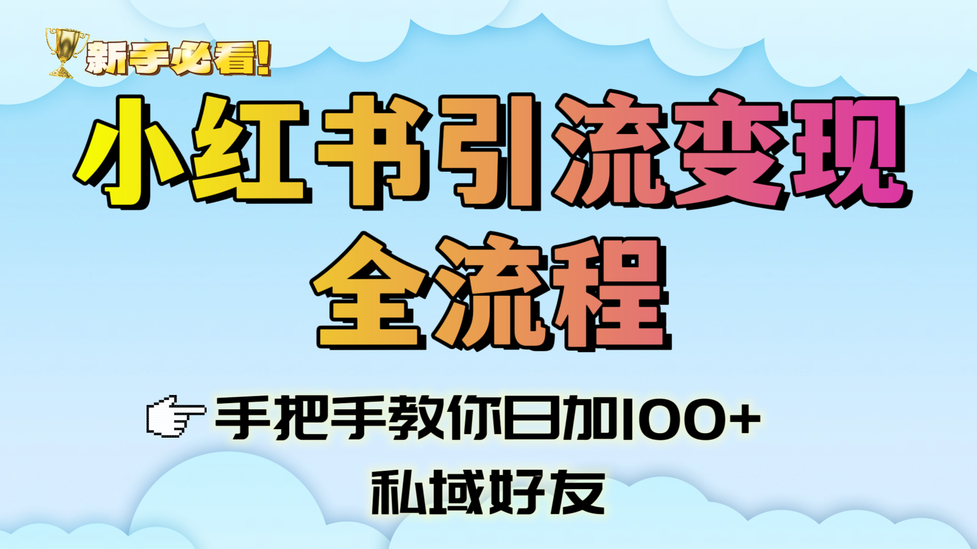 新手必看！小红书引流变现全流程，手把手教你日加100+私域好友即刻搞钱-网创项目资源站-副业项目-创业项目-搞钱项目即刻搞钱