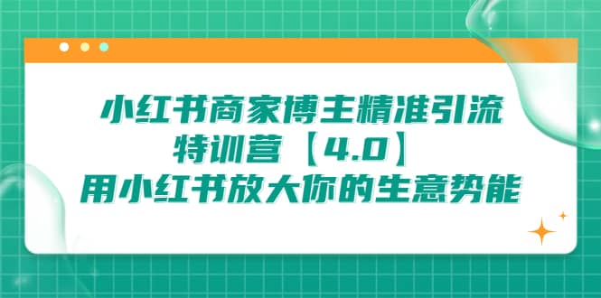 小红书商家 博主精准引流特训营【4.0】用小红书放大你的生意势能即刻搞钱-网创项目资源站-副业项目-创业项目-搞钱项目即刻搞钱