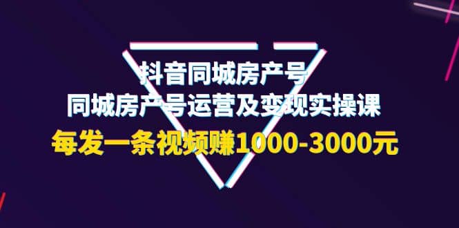 抖音同城房产号，同城房产号运营及变现实操课，每发一条视频赚1000-3000元即刻搞钱-网创项目资源站-副业项目-创业项目-搞钱项目即刻搞钱
