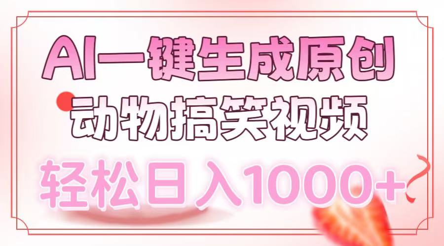 AI一键生成原创动物搞笑视频，轻松日入1000+即刻搞钱-网创项目资源站-副业项目-创业项目-搞钱项目即刻搞钱