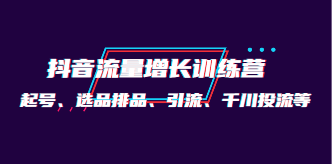 月销1.6亿实操团队·抖音流量增长训练营：起号、选品排品、引流 千川投流等即刻搞钱-网创项目资源站-副业项目-创业项目-搞钱项目即刻搞钱