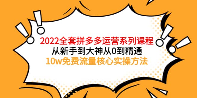 2022全套拼多多运营课程，从新手到大神从0到精通，10w免费流量核心实操方法即刻搞钱-网创项目资源站-副业项目-创业项目-搞钱项目即刻搞钱