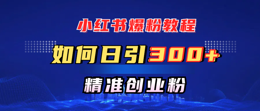 小红书爆粉教程，如何日引300+创业粉，快速实现精准变现！即刻搞钱-网创项目资源站-副业项目-创业项目-搞钱项目即刻搞钱