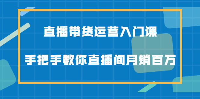 直播带货运营入门课，手把手教你直播间月销百万即刻搞钱-网创项目资源站-副业项目-创业项目-搞钱项目即刻搞钱