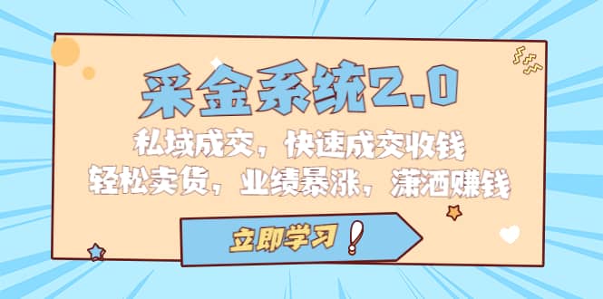 采金 系统2.0，私域成交，快速成交收钱，轻松卖货，业绩暴涨，潇洒赚钱即刻搞钱-网创项目资源站-副业项目-创业项目-搞钱项目即刻搞钱