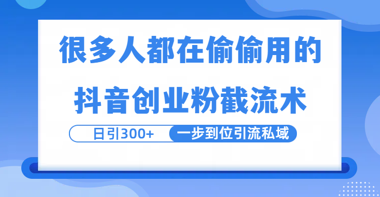 很多人都在偷偷用的抖音创业粉截留术，日引300+，一步到位引流到私域即刻搞钱-网创项目资源站-副业项目-创业项目-搞钱项目即刻搞钱