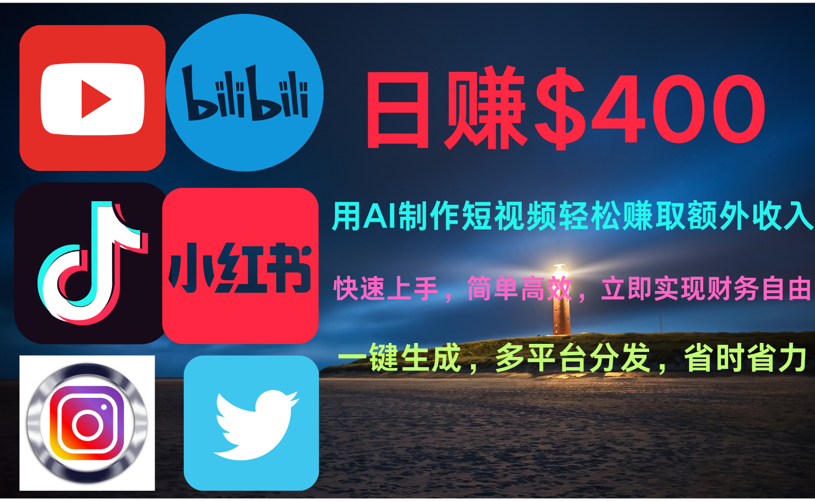 玩转全网视频平台，创造视频就能轻松赚取每天400美金即刻搞钱-网创项目资源站-副业项目-创业项目-搞钱项目即刻搞钱