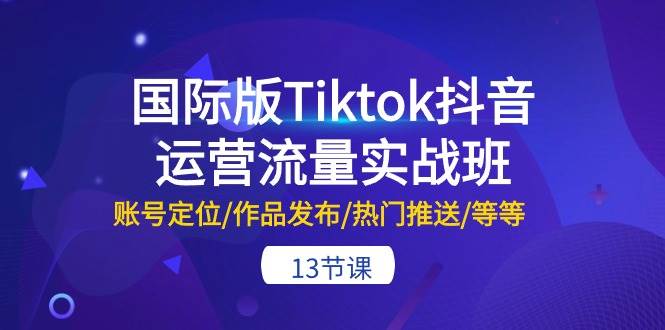 国际版Tiktok抖音运营流量实战班：账号定位/作品发布/热门推送/等等-13节即刻搞钱-网创项目资源站-副业项目-创业项目-搞钱项目即刻搞钱