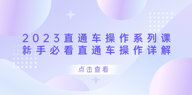 2023直通车操作 系列课，新手必看直通车操作详解即刻搞钱-网创项目资源站-副业项目-创业项目-搞钱项目即刻搞钱