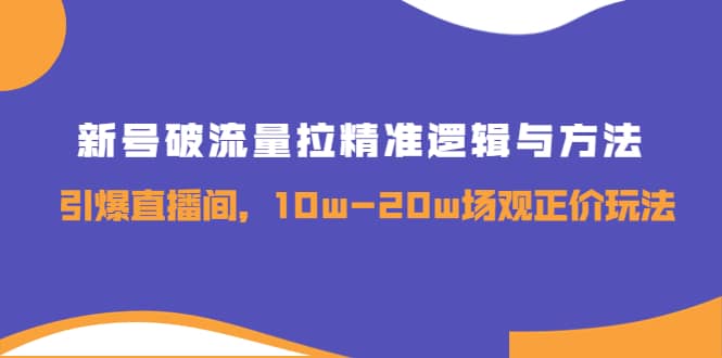 新号破流量拉精准逻辑与方法，引爆直播间，10w-20w场观正价玩法即刻搞钱-网创项目资源站-副业项目-创业项目-搞钱项目即刻搞钱
