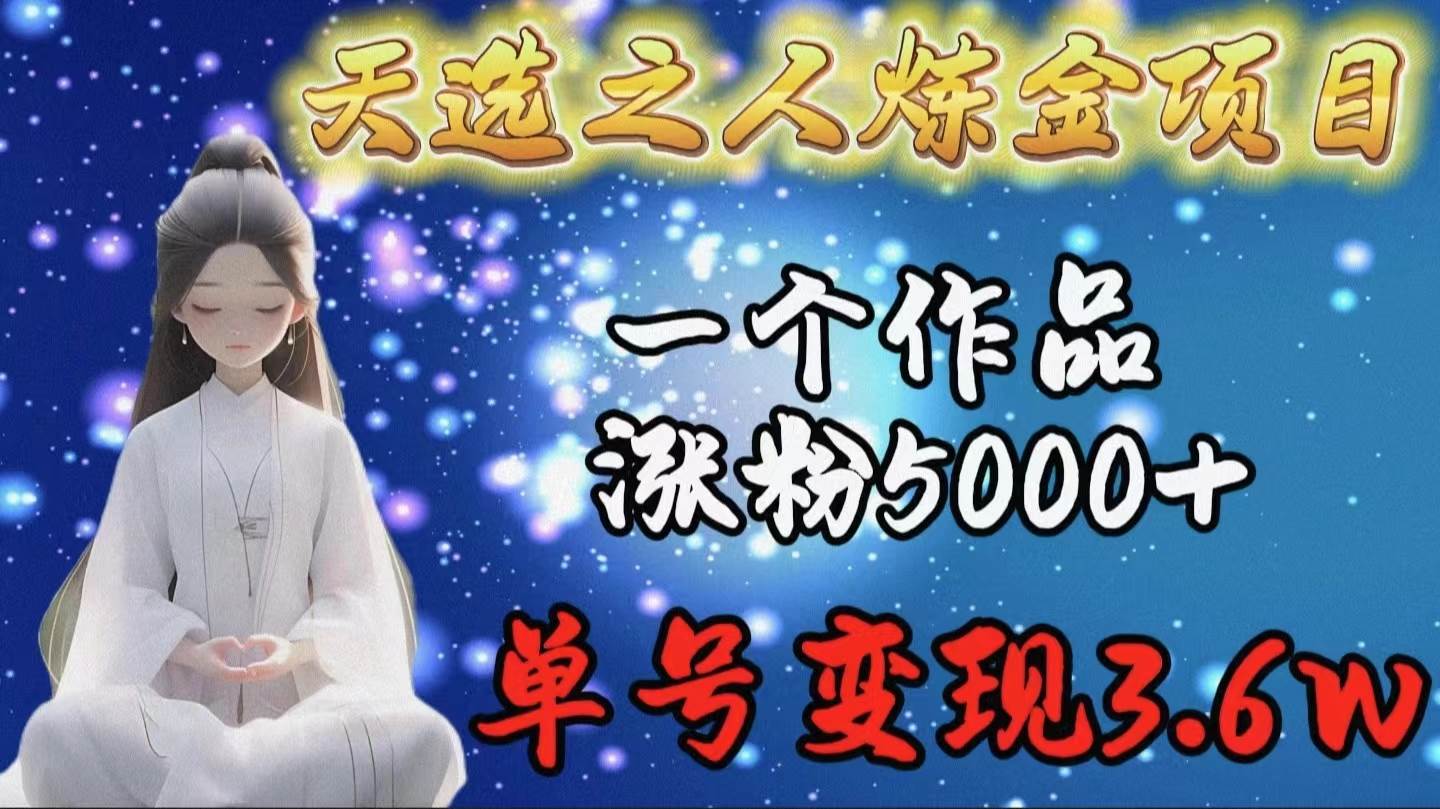 天选之人炼金项目，一个作品涨粉5000+，单号变现3.6w即刻搞钱-网创项目资源站-副业项目-创业项目-搞钱项目即刻搞钱