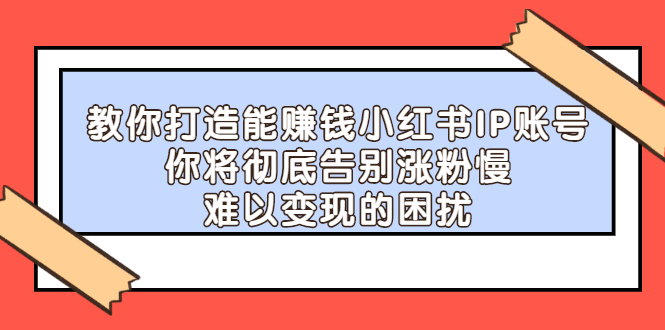 教你打造能赚钱小红书IP账号，了解透彻小红书的真正玩法即刻搞钱-网创项目资源站-副业项目-创业项目-搞钱项目即刻搞钱
