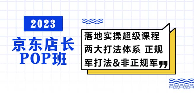 2023京东店长·POP班 落地实操超级课程 两大打法体系 正规军&非正规军即刻搞钱-网创项目资源站-副业项目-创业项目-搞钱项目即刻搞钱