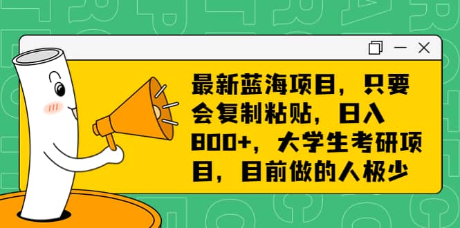 最新蓝海项目，只要会复制粘贴，日入800+，大学生考研项目，目前做的人极少即刻搞钱-网创项目资源站-副业项目-创业项目-搞钱项目即刻搞钱
