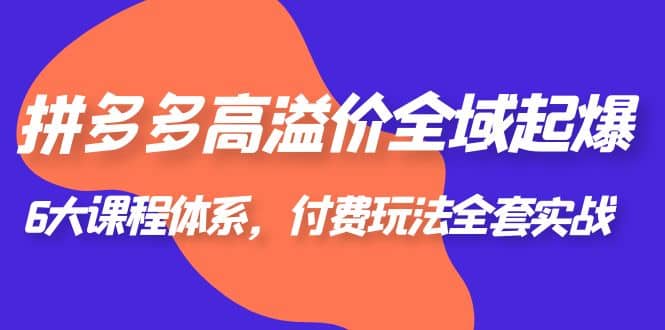 拼多多-高溢价 全域 起爆，6大课程体系，付费玩法全套实战即刻搞钱-网创项目资源站-副业项目-创业项目-搞钱项目即刻搞钱