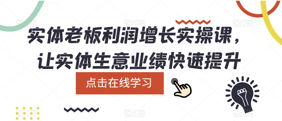 实体老板利润-增长实战课，让实体生意业绩快速提升即刻搞钱-网创项目资源站-副业项目-创业项目-搞钱项目即刻搞钱
