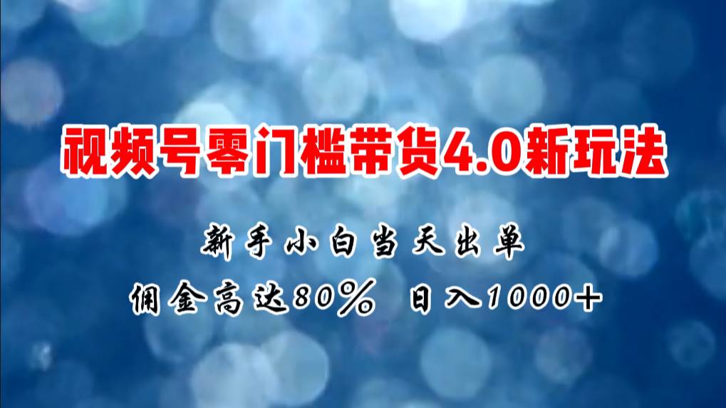 微信视频号零门槛带货4.0新玩法，新手小白当天见收益，日入1000+即刻搞钱-网创项目资源站-副业项目-创业项目-搞钱项目即刻搞钱