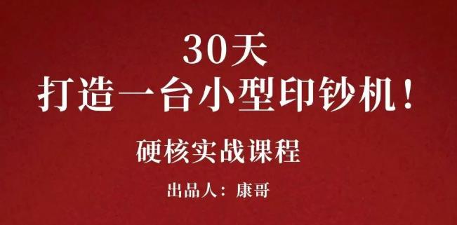 康哥30天打造一台小型印钞机：躺赚30万的项目完整复盘（视频教程）即刻搞钱-网创项目资源站-副业项目-创业项目-搞钱项目即刻搞钱