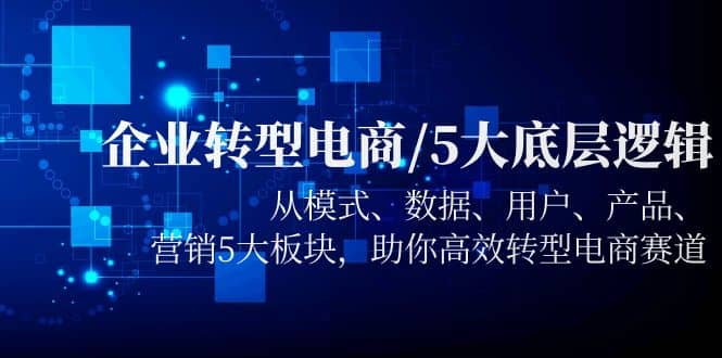 企业转型电商/5大底层逻辑，从模式 数据 用户 产品 营销5大板块，高效转型即刻搞钱-网创项目资源站-副业项目-创业项目-搞钱项目即刻搞钱