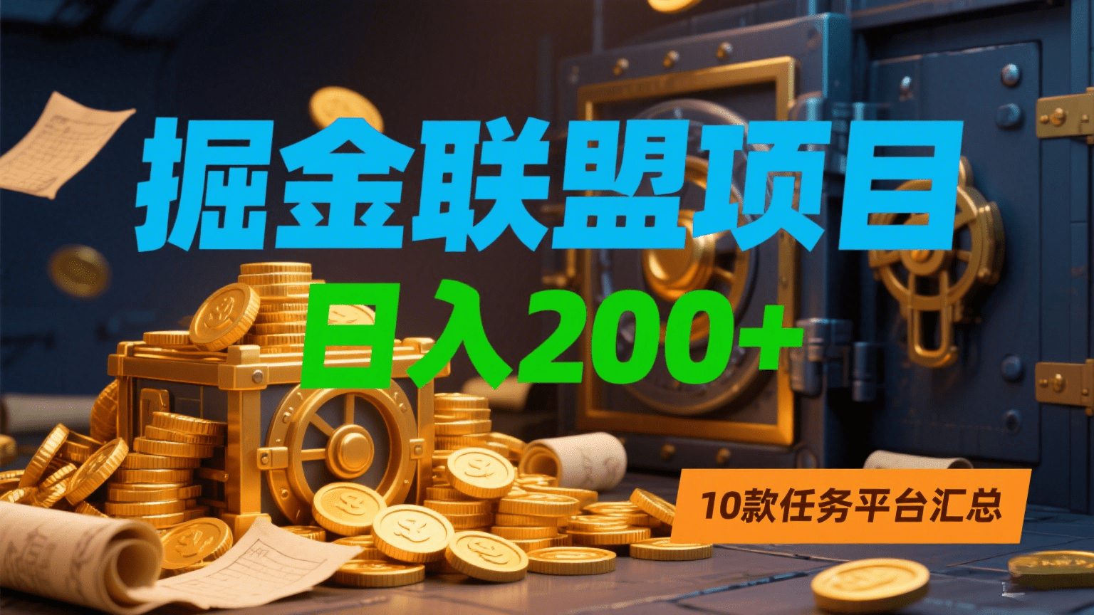 掘金联盟项目，日入200+，10款任务平台汇总即刻搞钱-网创项目资源站-副业项目-创业项目-搞钱项目即刻搞钱