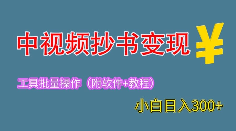 2023中视频抄书变现（附工具+教程），一天300+，特别适合新手操作的副业即刻搞钱-网创项目资源站-副业项目-创业项目-搞钱项目即刻搞钱