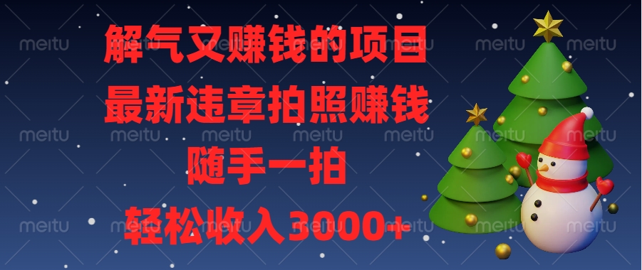 解气又赚钱的项目，最新违章拍照赚钱，随手一拍，轻松收入3000+即刻搞钱-网创项目资源站-副业项目-创业项目-搞钱项目即刻搞钱