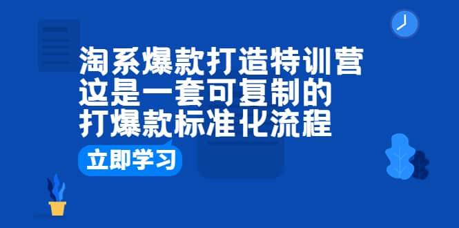 淘系爆款打造特训营：这是一套可复制的打爆款标准化流程即刻搞钱-网创项目资源站-副业项目-创业项目-搞钱项目即刻搞钱