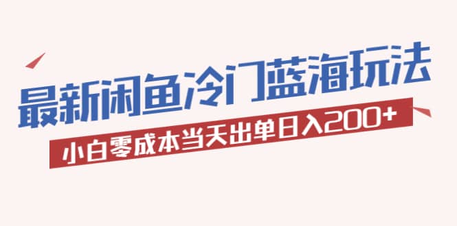 2023最新闲鱼冷门蓝海玩法，小白零成本当天出单日入200+即刻搞钱-网创项目资源站-副业项目-创业项目-搞钱项目即刻搞钱