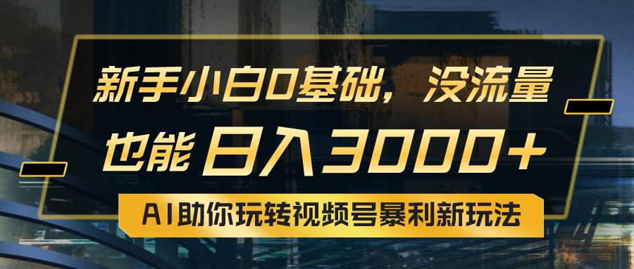 小白0基础，没流量也能日入3000+：AI助你玩转视频号暴利新玩法即刻搞钱-网创项目资源站-副业项目-创业项目-搞钱项目即刻搞钱