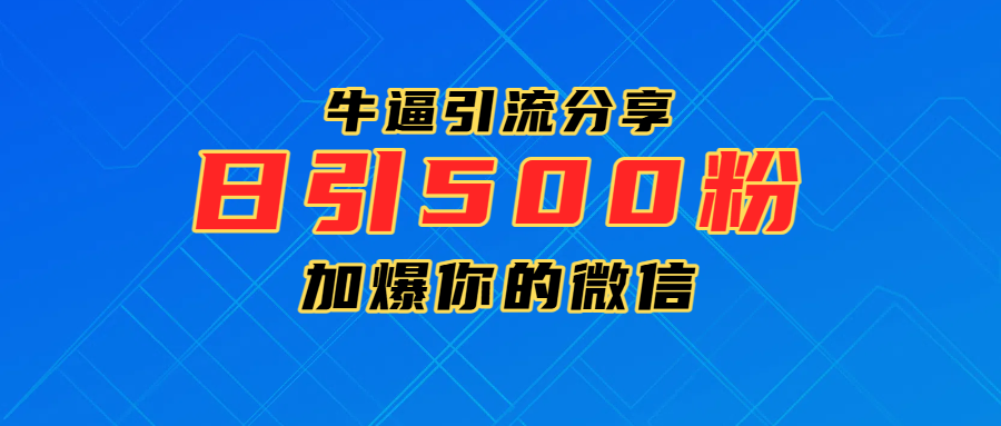 超牛逼引流分享，日引300-500粉，加爆你的微信即刻搞钱-网创项目资源站-副业项目-创业项目-搞钱项目即刻搞钱