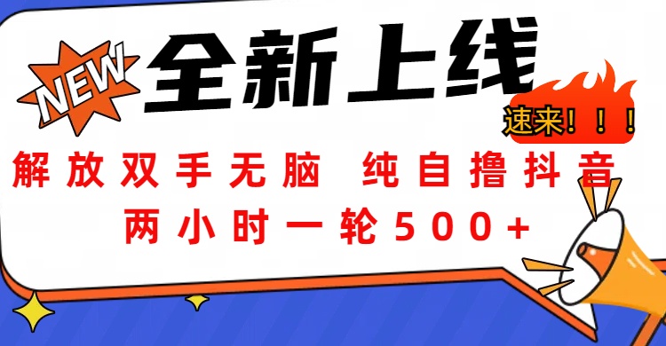 解放双手无脑 纯自撸抖音 两小时一轮500+即刻搞钱-网创项目资源站-副业项目-创业项目-搞钱项目即刻搞钱