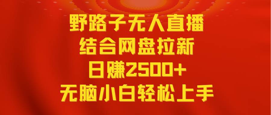 无人直播野路子结合网盘拉新，日赚2500+多平台变现，小白无脑轻松上手操作即刻搞钱-网创项目资源站-副业项目-创业项目-搞钱项目即刻搞钱