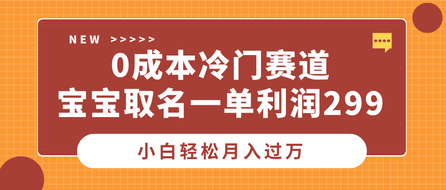 0成本冷门赛道，宝宝取名一单利润299，小白轻松月入过万即刻搞钱-网创项目资源站-副业项目-创业项目-搞钱项目即刻搞钱