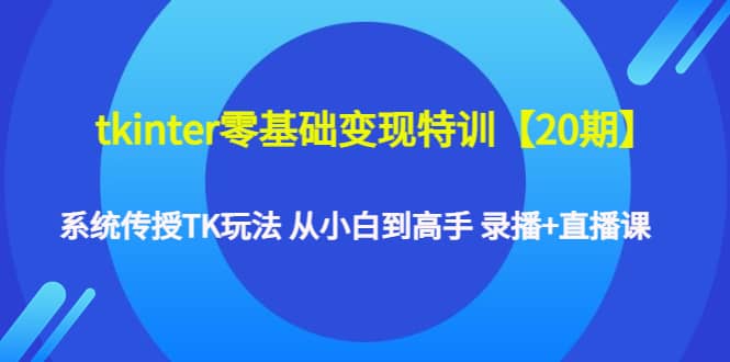 tkinter零基础变现特训【20期】系统传授TK玩法 从小白到高手 录播+直播课即刻搞钱-网创项目资源站-副业项目-创业项目-搞钱项目即刻搞钱