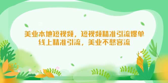 美业本地短视频，短视频精准引流爆单，线上精准引流，美业不愁客流即刻搞钱-网创项目资源站-副业项目-创业项目-搞钱项目即刻搞钱